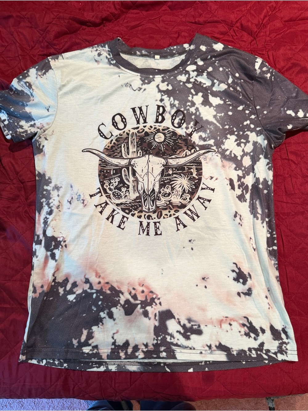 Women’s Cowboy Take Me Away Tie-Dye Graphic Tee - Black & White